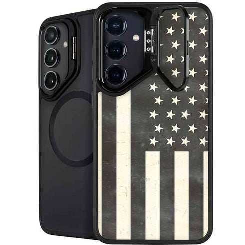 Black & White USA Flag Galaxy S24 Plus Kickstand Case